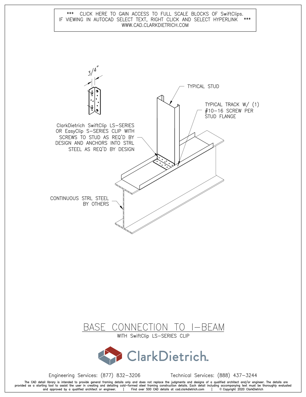 BASE CONNECTION TO I-BEAM WITH LS-SERIES CLIP  