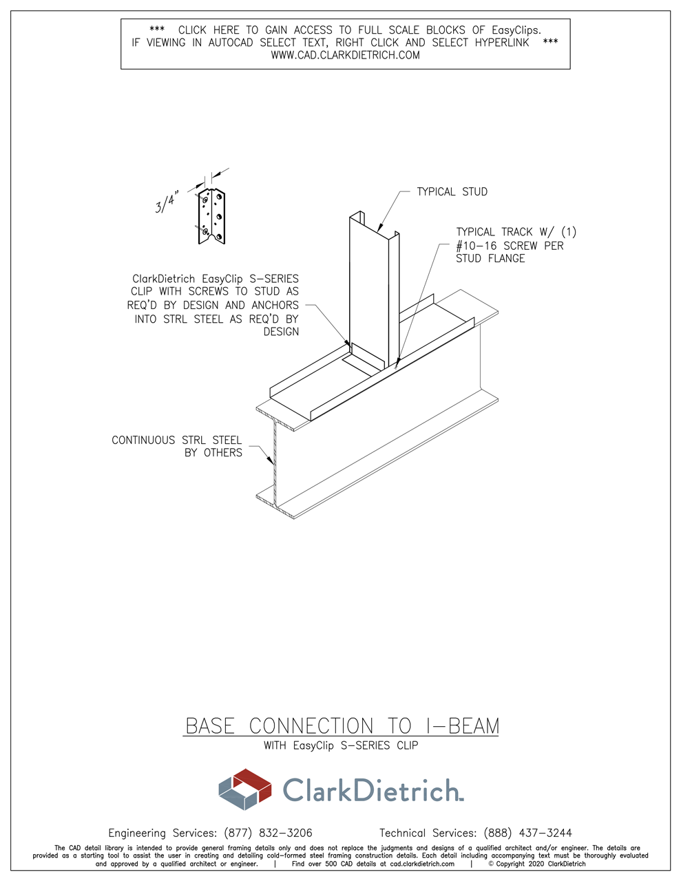 Base Connection To I-Beam With S-Series Clip  