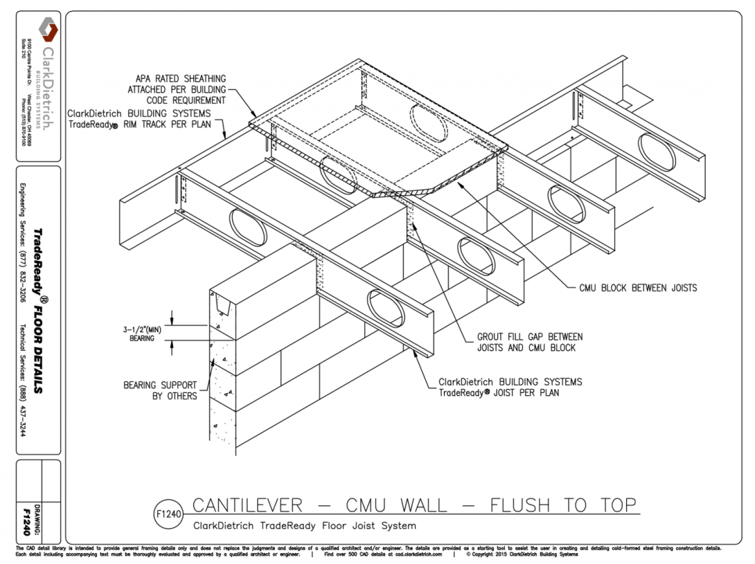 Cantilever CMU Wall Flush to Top  