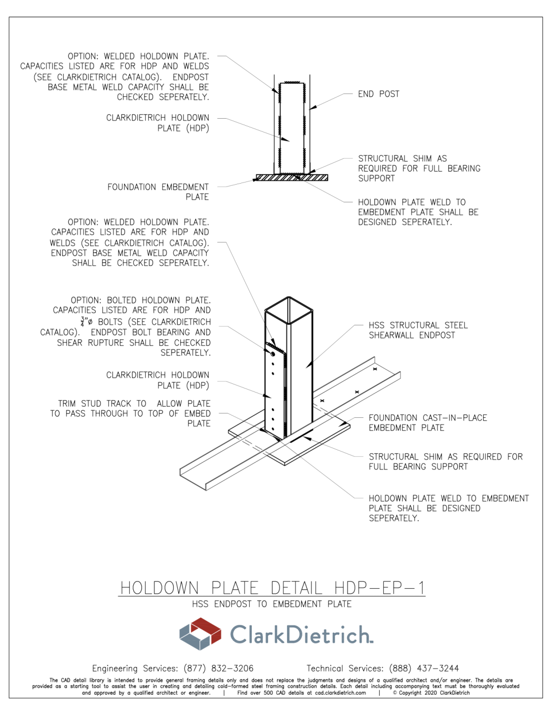 HDP - HSS Endpost to Embedment Plate