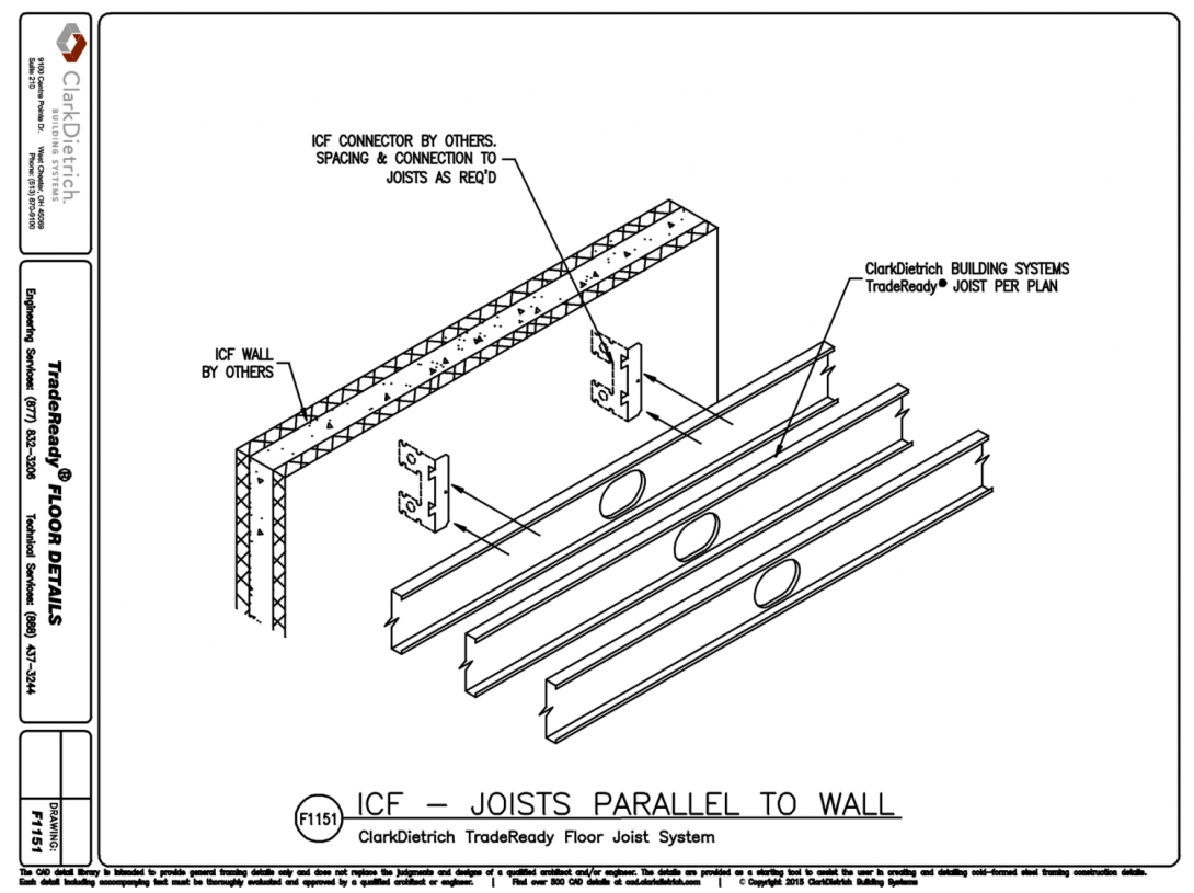 ICF-Joists Parallel to Wall with ICF Clip