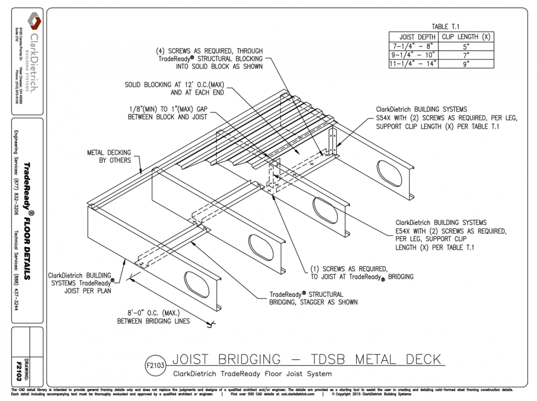 Joist Bridging-TDSB Metal Deck