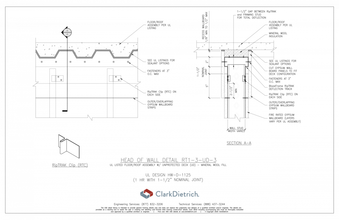 how - 1 hr w/ 1-1/2" Deflection Gap - rt1-3-ud-3