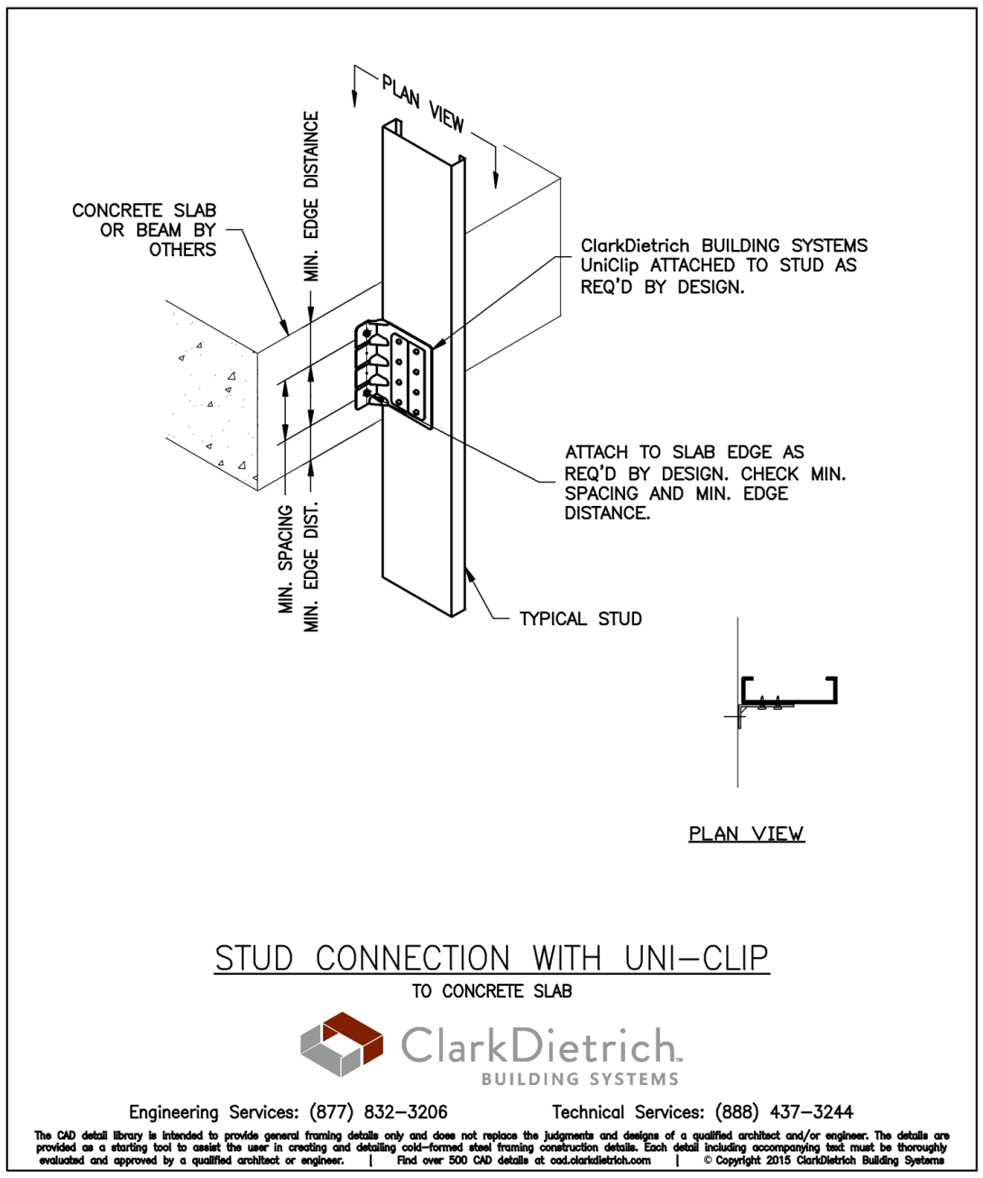 Stud Connection Rigid UNI-CLIP To Slab