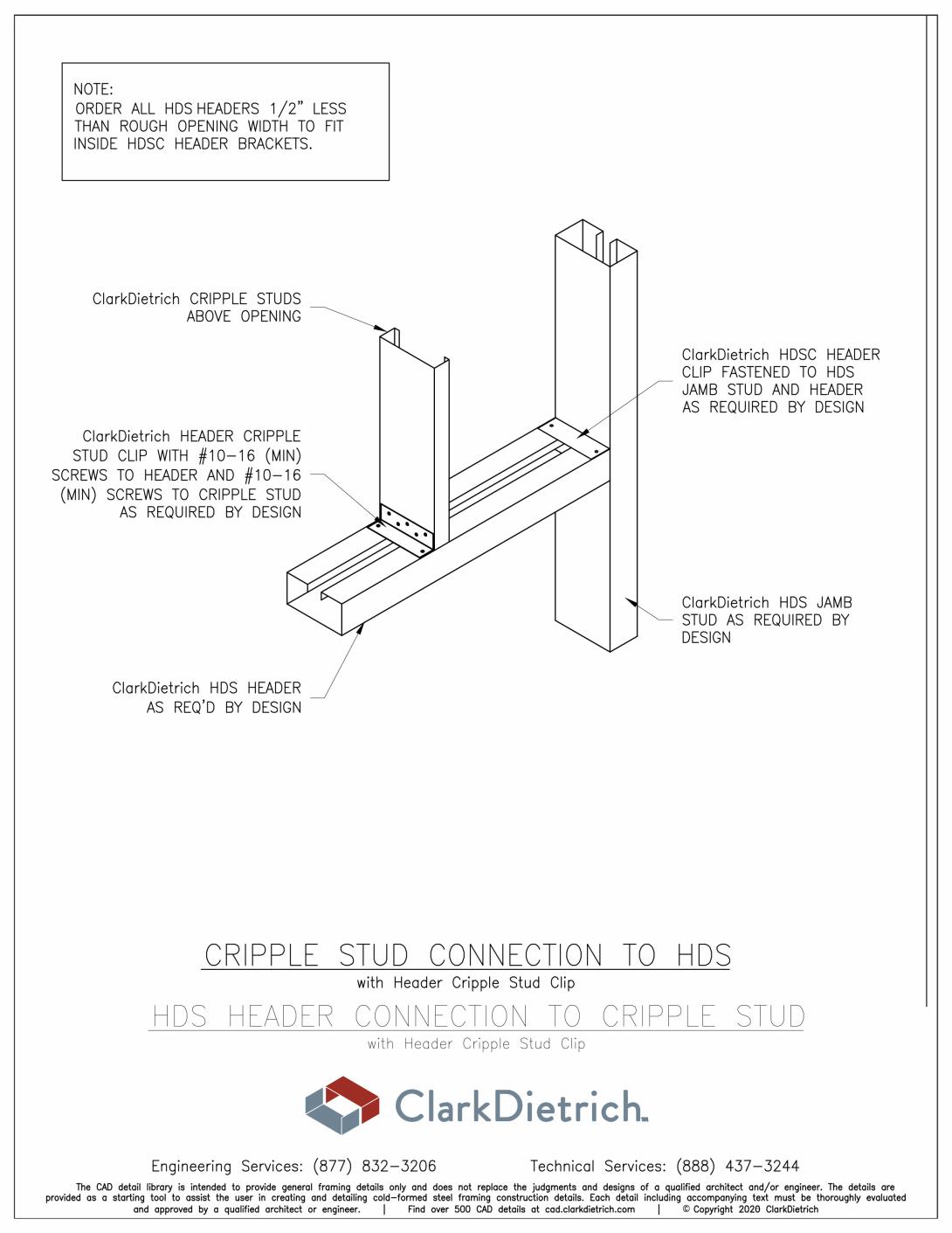cripple stud connection to hds