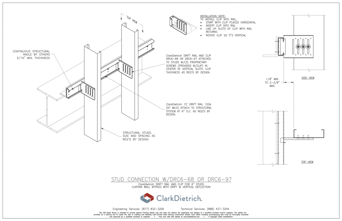 Stud Connection Bypass Drift Rail+Clip (DRC6)