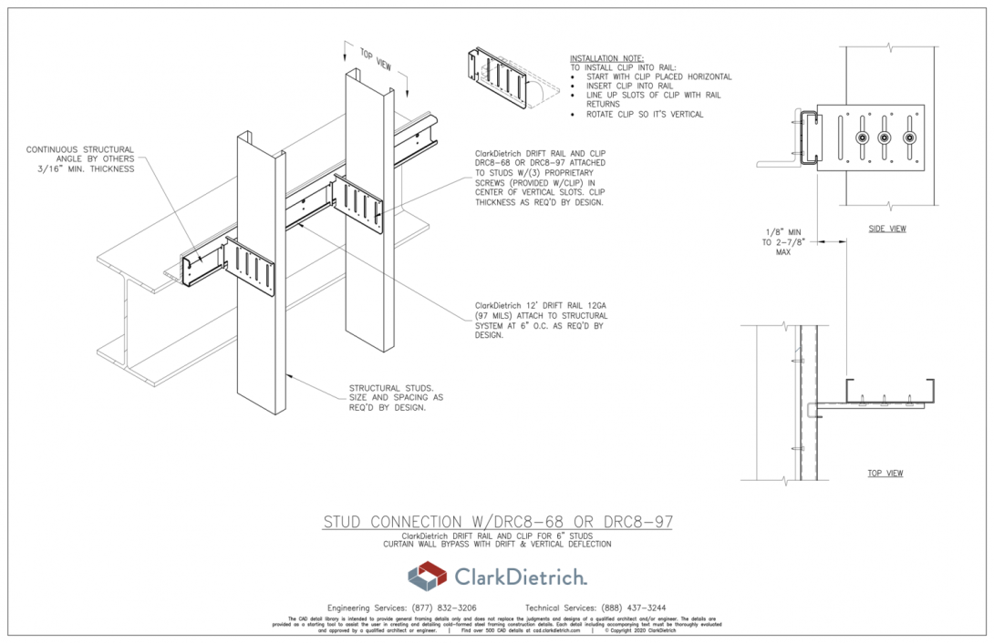 Stud Connection Bypass Drift Rail+Clip (DRC8)