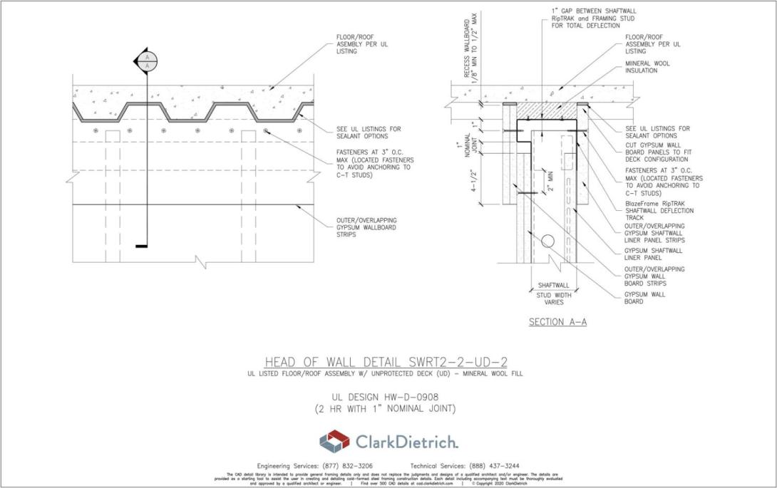 Shaftwall HOW 2HR - 2in Deflection